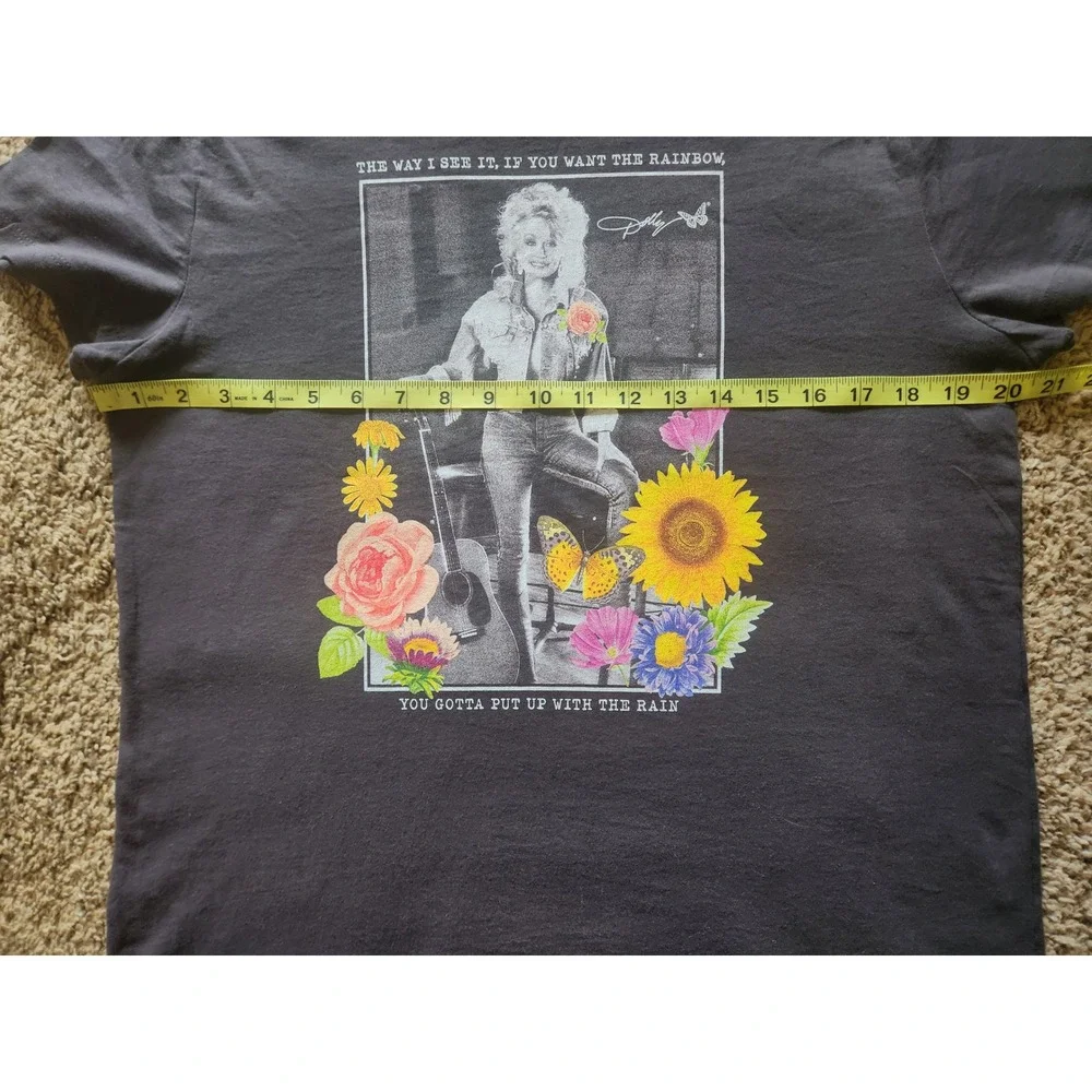 Dolly Parton Rainbow Quote Graphic T-Shirt Charcoal Black Mad Engine Womens Med - Picture 5 of 8